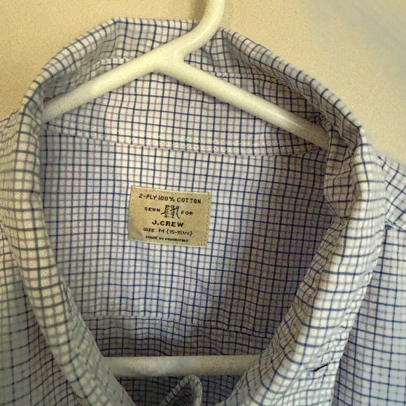 Men’s Size Medium 100% Cotton Checkered Blue and White Long Sleeve Button Down - Picture 3 of 9